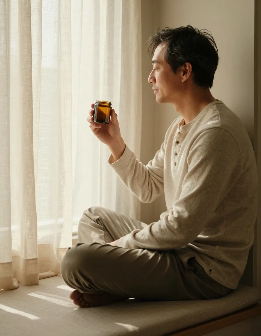 Man reading at a window with warm morning light