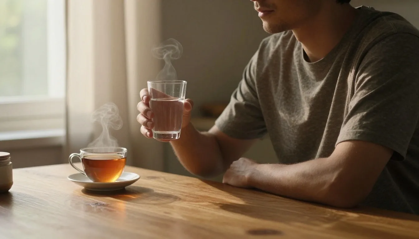 Man at morning routine near a sunlit window