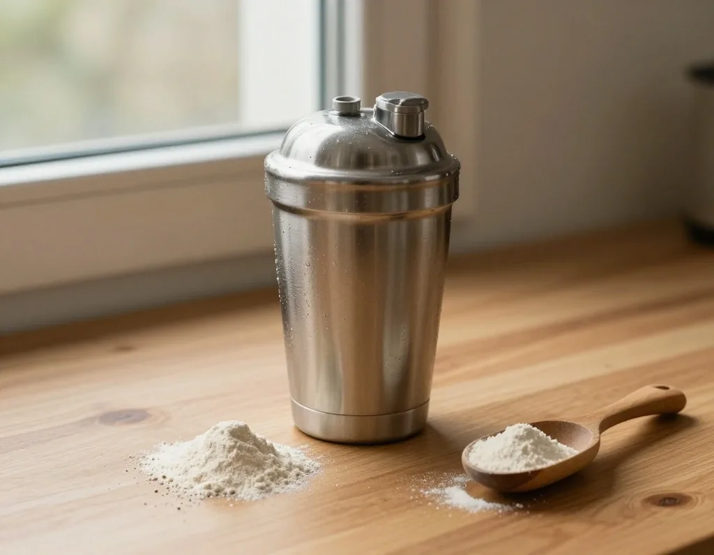 Powder supplement with shaker cup