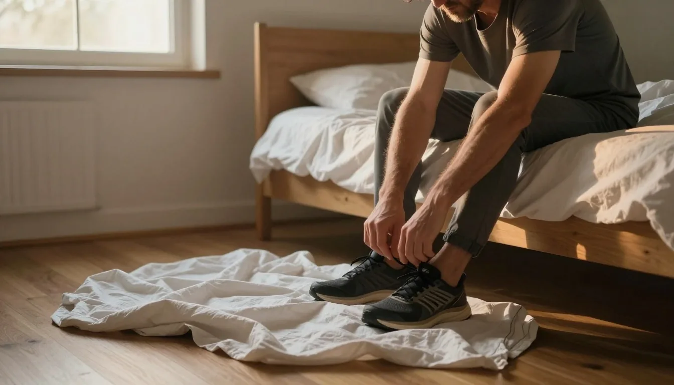 Man at morning routine with warm natural light