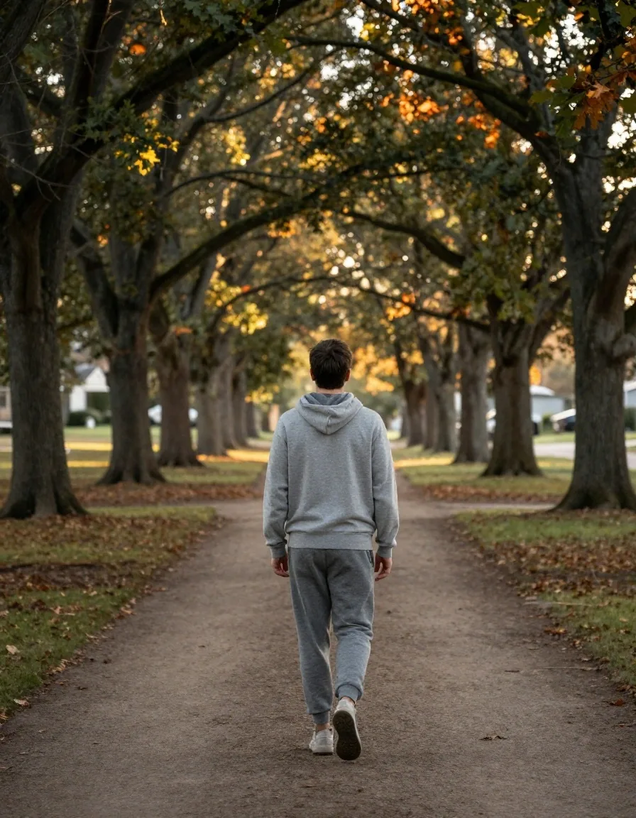 Man on morning walk