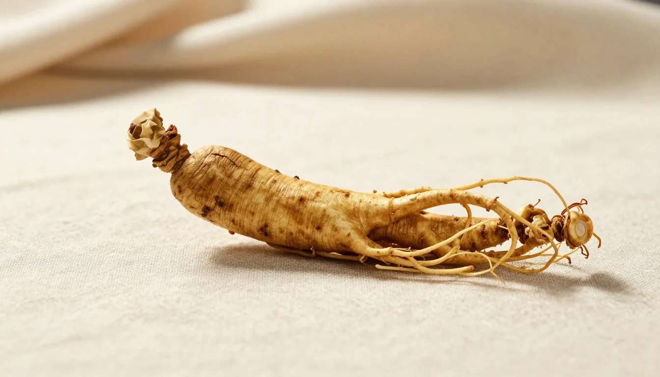 Ginseng root on warm linen