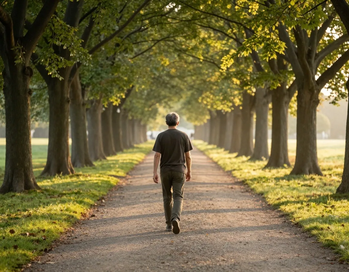 Man on morning walk