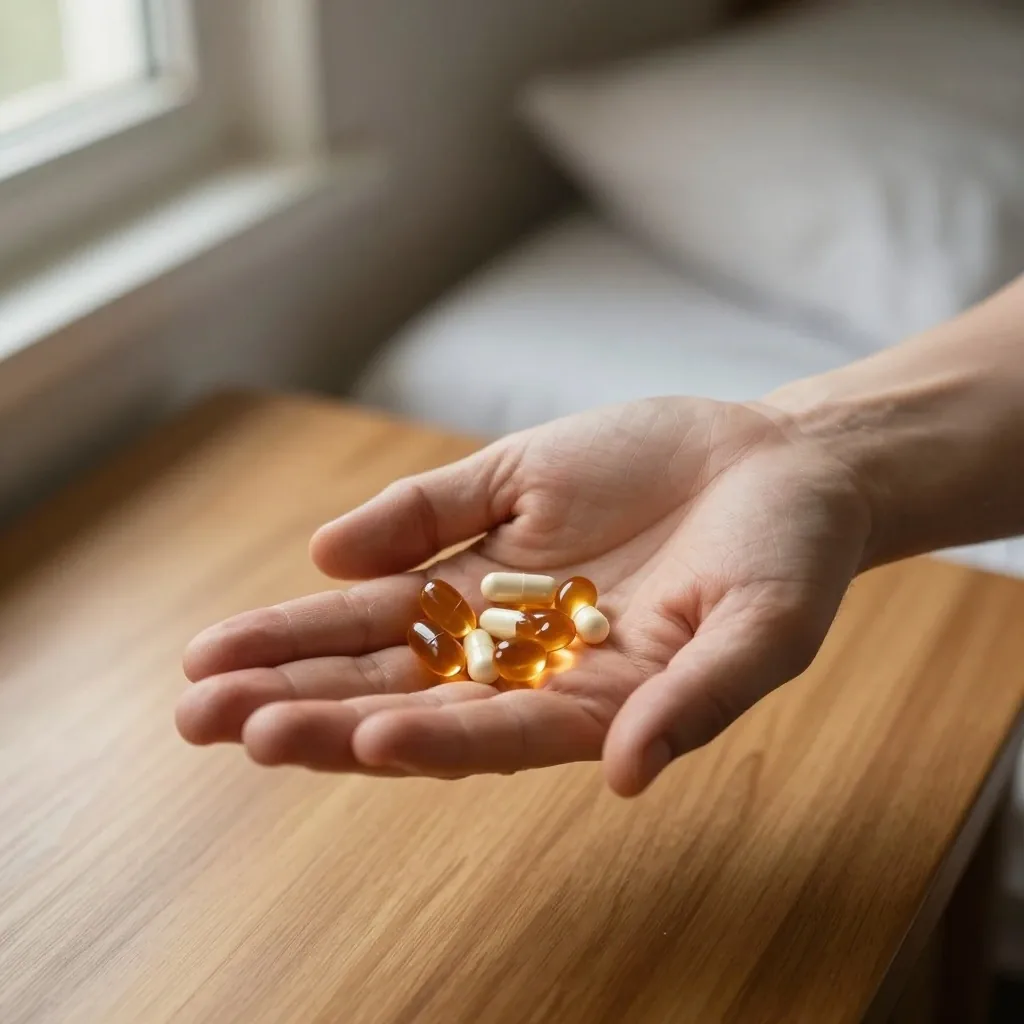 Capsule format supplements on wood